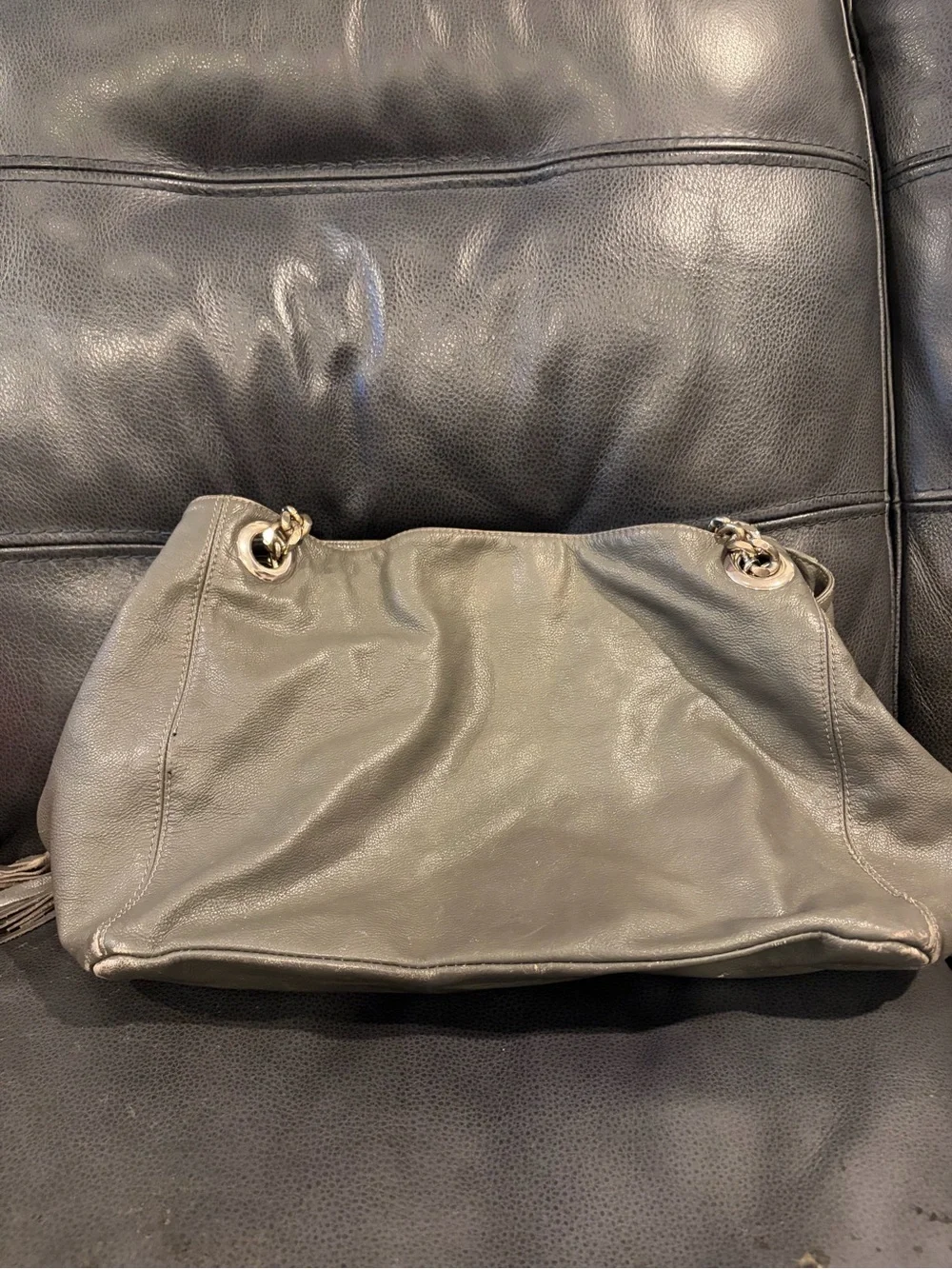 Valentino Olive Green Leather Hobo with Tassel and Gold Hardware